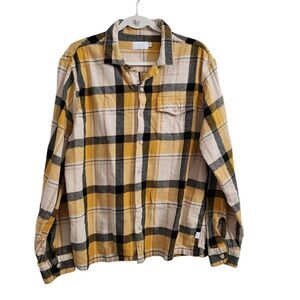 Onia Shirt Mens XL Yellow Flannel Convertible Overshirt Button Down‎ Longsleeve